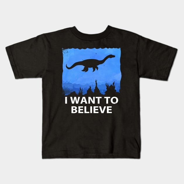 I Want to Believe in Nessie! Kids T-Shirt by blairjcampbell